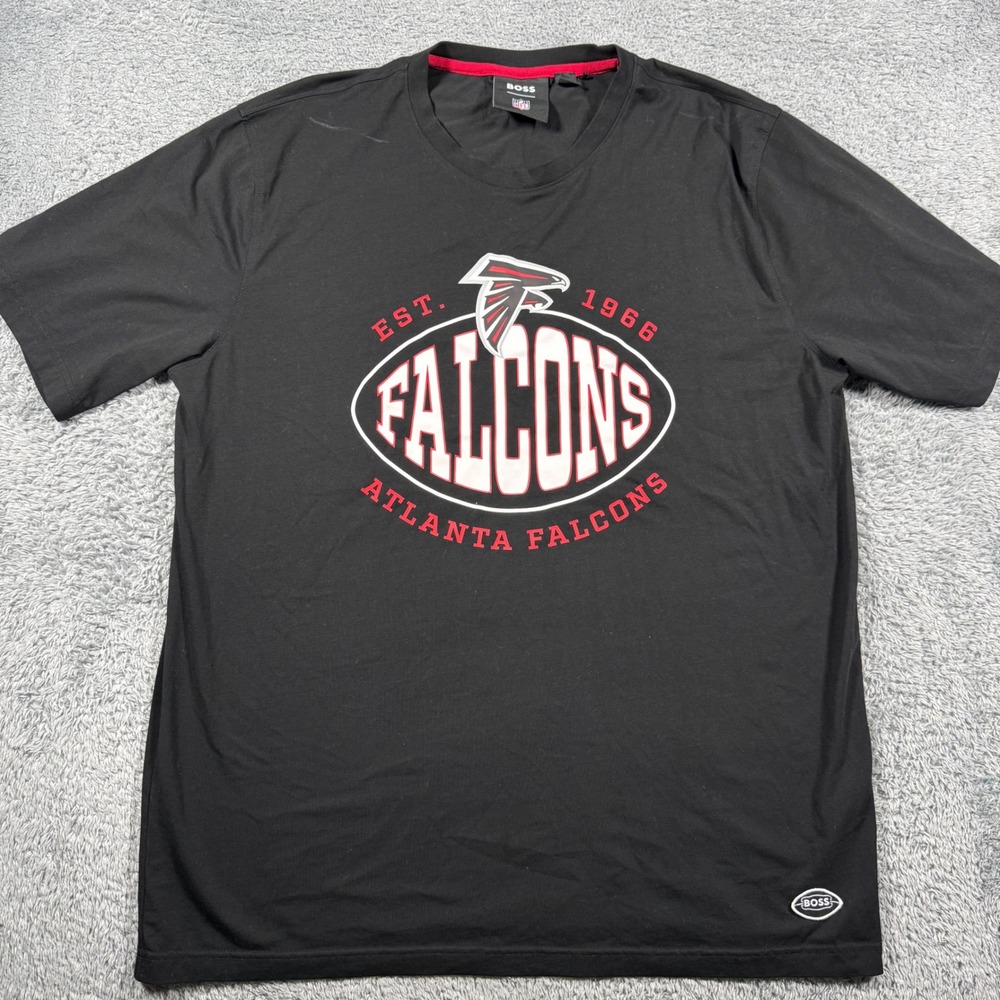 BOSS Atlanta Falcons T-Shirt Mens XXL Black NFL Graphic Tee Short Sleeve